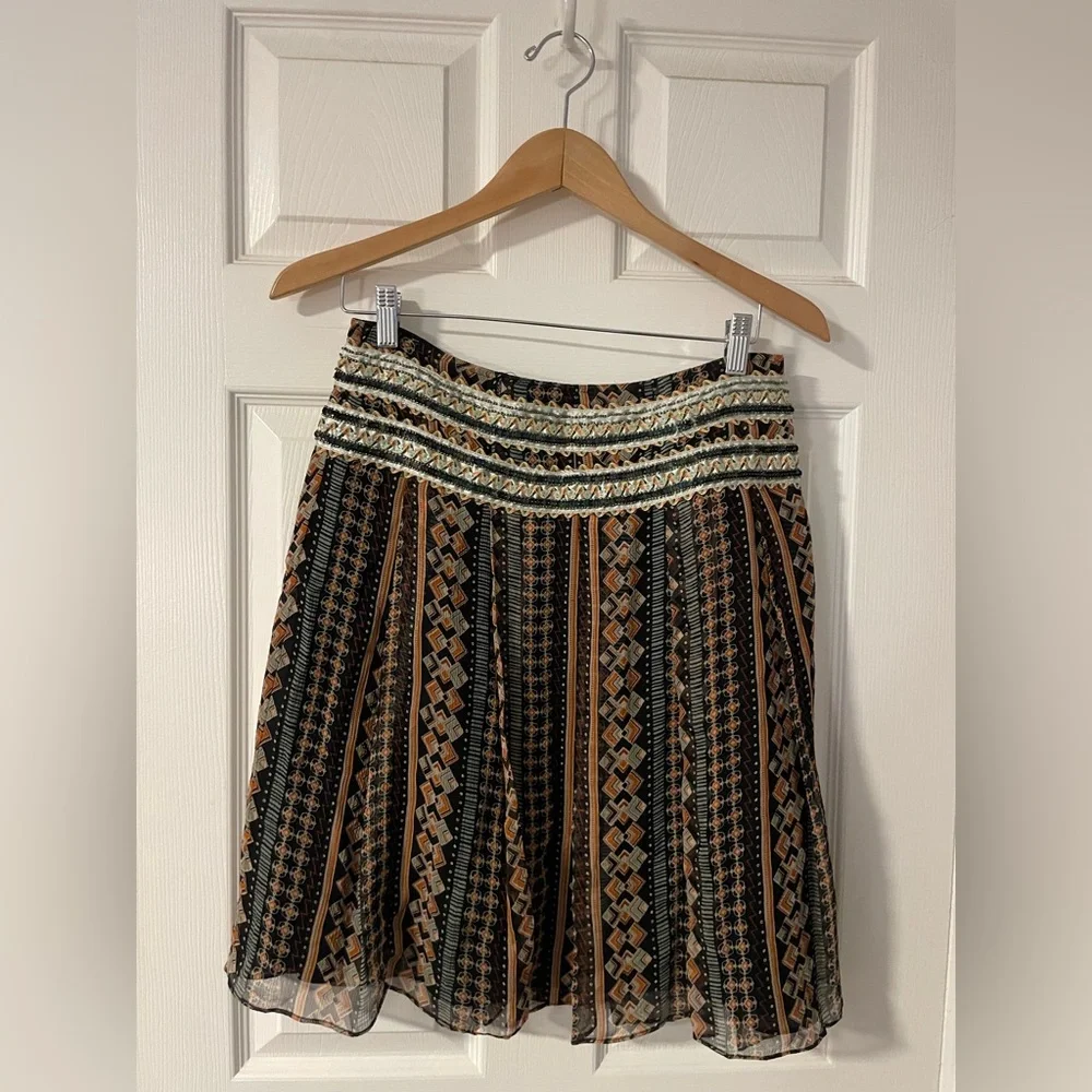 Free People Boho Sequin Wide Waist A-Line Skirt